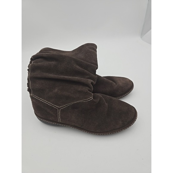 Lands' End Shoes - Lands' End Boots Slouchy Women's Brown Suede Leather Mid Calf Pull On Boots 7.5B